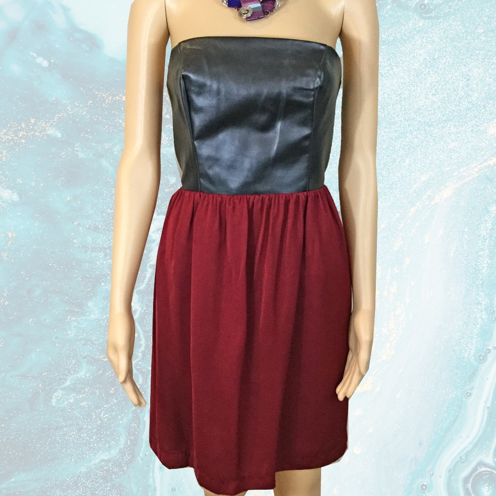 Kensie Faux Leather Top Dress